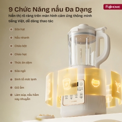 Máy làm sữa hạt menu 9 chức năng cối thuỷ tinh 1,75L Fujihome SM01A