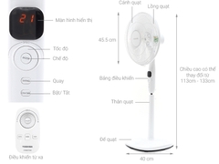 Quạt đứng Toshiba F-LSD10(H)VN / F-LSD10(W)VN- Remote (Xám trắng/Trắng)