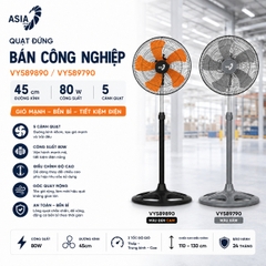 Quạt đứng Bán Công Nghiệp Asia - Đen cam VY589890 / Xám VY589790 - 45cm - 80W