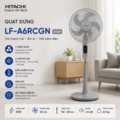 Quạt đứng Hitachi LF-A6RCWN / LF-A6RCGN (Trắng/Xám) - 55W - Remote