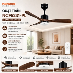 Quạt trần Nanoco NCF5231-PL 3 cánh màu vân gỗ