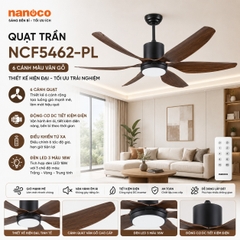 Quạt trần Nanoco NCF5462-PL 6 cánh màu vân gỗ