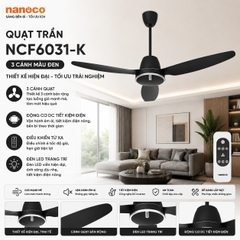 Quạt trần Nanoco NCF6031-K 3 cánh màu đen