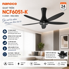 Quạt trần Nanoco NCF6051-K 5 cánh màu đen
