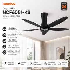Quạt trần Nanoco NCF6051-KS 5 cánh màu đen