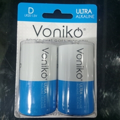 Voniko D (LR20 1.5V) - Vỉ 2 viên Pin đại D kiềm Alkaline