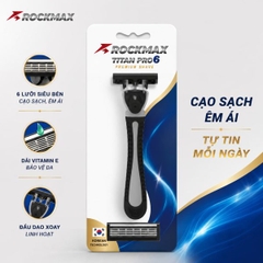 Rockmax TITAN PRO6 - Bộ dao cạo râu 6 lưỡi ( 1 cán + 2 dao )