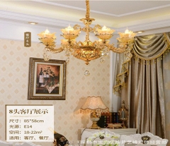đèn chùm tân cổ điển mạ vàng 8 tay