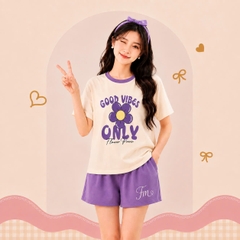Bộ thả rông cộc tay - Chính hãng FreeMe - có sẵn đệm ngực - không cần mặc áo lót - cotton co giãn 4 chiều.