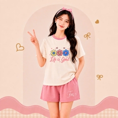 Bộ thả rông cộc tay - Chính hãng FreeMe - có sẵn đệm ngực - không cần mặc áo lót - cotton co giãn 4 chiều.