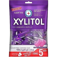KẸO GUM KHÔNG ĐƯỜNG LOTTE XYLITOL HƯƠNG BLUEBERRY MINT GÓI 159,5G