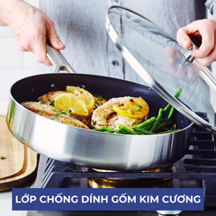 Bộ chảo chống dính 5 món phủ tinh thể kim cương cao cấp blue diamond 20 & 2x28cm