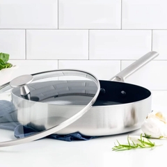 Chảo chiên chống dính phủ tinh thể kim cương cao cấp blue diamond 28cm có nắp kính