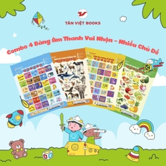 Combo 4 Bảng Âm Thanh Vui Nhộn - Nhiều Chủ Đề ( Số Đếm, Tiếng Anh, Động Vật, Rau Củ Quả )