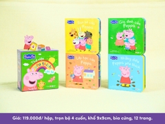 Combo 4 hộp sách Peppa Pig - Thư viện mini cho bé từ 2 tuổi - Giúp bé nhanh biết nói, biết đọc