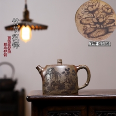 Ấm Đại Hán Đạc họa tiết trúc - Cao ôn trầm hương nê - Nghệ Công Sư Ưu Tú - 660ml - Nội suy cầu khổng