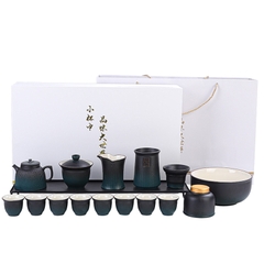 Bộ ấm chén theo phong cách nhật bản - Màu xanh đen - 16  món - kèm hộp quà - AC137