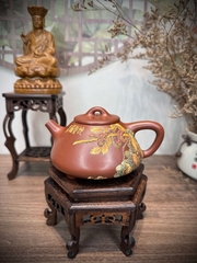 Ấm Thạch Biều Họa Tiết Tỵ - NN Trương Tiểu Lĩnh - Chất Đất Đáy Tào Thanh - Hàng Thủ Công - lỗ Thoát: Hình Trám 9 Lỗ 280ml