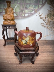 Ấm Hán Đạc - Chu Nê - NN Bách Trung Lợi - Họa Tiết Vẽ Tay - Lỗ Thoát: Tổ Ong - 230ml