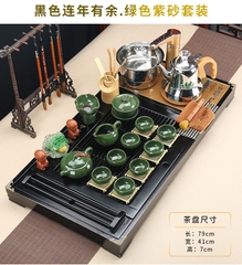 Bàn trà nguyên bộ  - Màu đen - Chất liệu gỗ kha - KT: 79*40*7cm