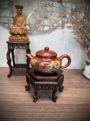 Ấm Phỏng Cổ - Chu Nê - NN Bách Trung Lợi - Họa Tiết Vẽ Tay - Hàng Thủ Công - Lỗ Thoát: Hình Trám 9 Lỗ - 240ml