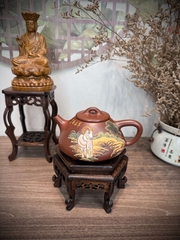 Ấm Thạch Biều Tuổi Mùi - Họa Tiết Vẽ Tay - NN Trương Tiểu Lĩnh - Đáy Tào Thanh - Hàng Thủ Công - Lỗ Thoát: Hình Trám 9 Lỗ - 280ml