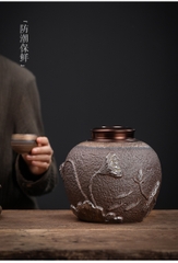 Hũ trà gốm nhật thô