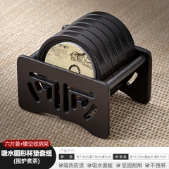 Đế chén phíp - bộ 6 cái kèm đế - KT: 7.5cm - hoạ tiết: đun trà