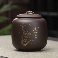 Hũ trà gốm tử sa đen - KT: 11.5*12cm - Dung tích 750ml
