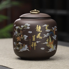 Hũ trà gốm tử sa đen - KT: 11.5*12cm - Dung tích 750ml