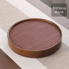 Khay Trà Tre Tròn Sơn Giả Vân Gỗ Óc Chó