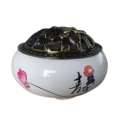 Lư xông trầm gốm + Hợp kim kèm bông chống cháy