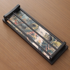 Gác chén tre tích hợp khay nhiều họa tiết KT 34.5*12*2cm - Gác chén 32*10.2*4cm