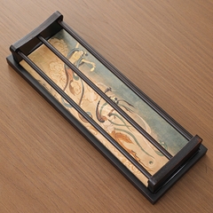 Gác chén tre tích hợp khay nhiều họa tiết KT 34.5*12*2cm - Gác chén 32*10.2*4cm