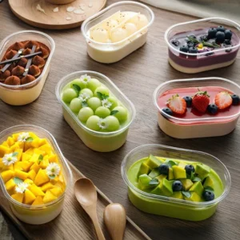 Hộp Nhựa Bầu Dục Oval Đựng Bánh Mousse, Tiramisu (Lốc 50 Chiếc)