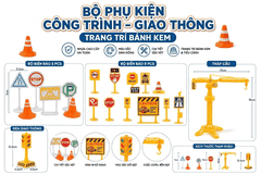 Bộ Biển Báo Giao Thông Trang Trí Bánh Kem
