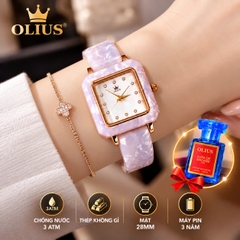ĐỒNG HỒ NỮ OLIUS MẶT VUÔNG 28MM – MẶT TRẮNG – DÂY ĐỒI MỒI TRẮNG NGÀ – MÁY QUARTZ