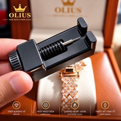 ĐỒNG HỒ NỮ OLIUS MẶT CHỮ NHẬT FULL ĐÍNH ĐÁ 26MM - DÂY DA THẬT - MÁY QUARTZ