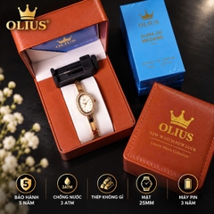 ĐỒNG HỒ NỮ OLIUS MẶT ELIP 25MM – MẶT VÀNG – DÂY VÀNG HỒNG ĐÚC ĐẶC – MÁY QUARTZ