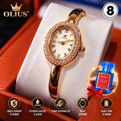 ĐỒNG HỒ NỮ OLIUS MẶT ELIP 25MM – MẶT VÀNG – DÂY VÀNG HỒNG ĐÚC ĐẶC – MÁY QUARTZ