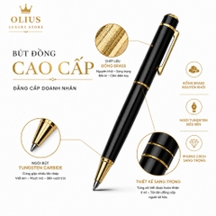 Bút Đồng, Bút Thép OLIUS Cao Cấp từ Đồng Brass Nguyên Khối  - Bút Ký cho Doanh Nhân, thiết kể Sang trọng