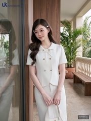Sơ mi cổ sen cúc tim UKSM2607011 ( Áo rời không kèm các SP ghép set và PK khác )