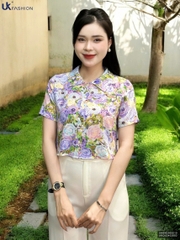 Sơ mi cổ đức hoa croptop trẻ trung, điệu đà UKSM2505010