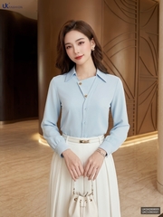 Sơ mi dài tay vạt lá chéo UKSM2608005 ( Áo rời không kèm các SP ghép set khác và các PK khác )