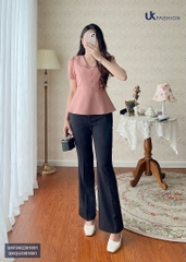 Áo Sơ Mi Peplum Là Cổ UK Fashion 4 Cúc Bọc Trẻ Trung, Sang Trọng UKFSM2301001
