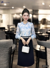 Sơ mi hoa bèo cổ cúc nẹp, kiểu dáng mới, mềm mịn UKSM2502011