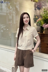 Sơ mi chấm bi tuyết lạnh súp eo mềm mát, dễ chịu UKSM2505017