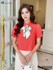 UK Fashion Áo Sơ Mi Cổ Đức 7 Mảnh Ly Súp Trẻ Trung, Nữ Tính UKSM2402002