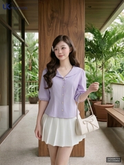 Sơ mi vạt cổ súp peplum đôi UKSM2607010 ( Áo rời không kèm các SP ghép set và PK khác )