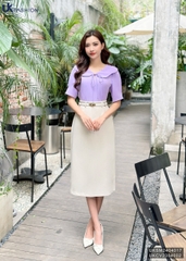 Áo Sơ Mi Cổ Sen Lượn Súp Tay UK Fashion Công Sở Nữ Thanh Lịch Vải Mềm Mịn UKSM2404017